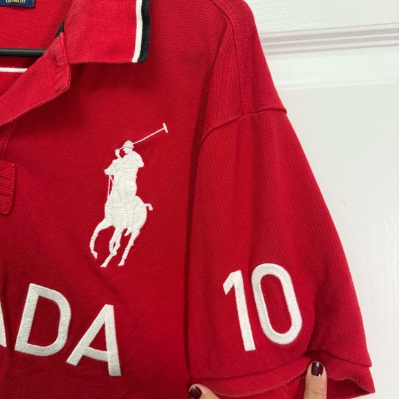 Polo by Ralph Lauren Red Canada Polo Shirt with White Accents - Picture 5 of 12